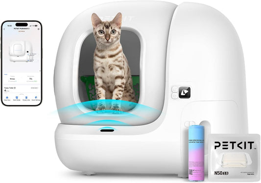 PETKIT PURA MAX 2 Self Cleaning Cat Litter Tray, App Control, 76L Extra Large Automatic Cat Litter Tray for Multi-cats, Odour Control with N50, xSecure Robot Litter Box, Includes Trash Liner